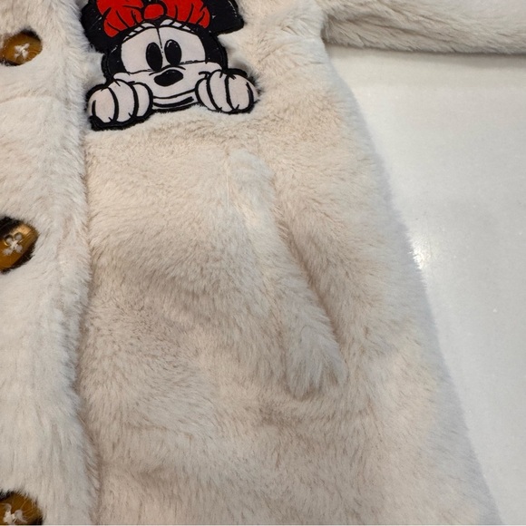 Disney Minnie Mouse Girls Faux Fur White Coat Jacket W/ Hood & Bow Size 3T - Picture 8 of 10